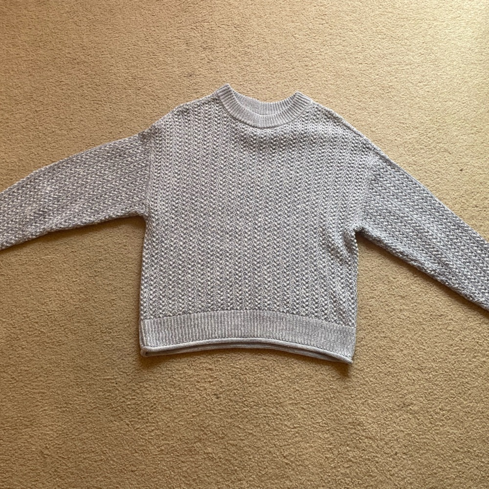 Blue and white target sweater